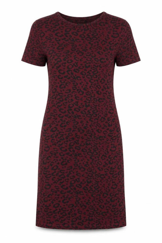 New Look Womens Red Animal Print  T-Shirt Dress  Size 8