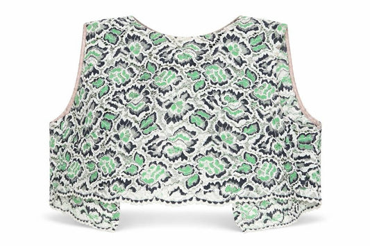 French Connection Womens Green  Lace Cropped Blouse Size 10