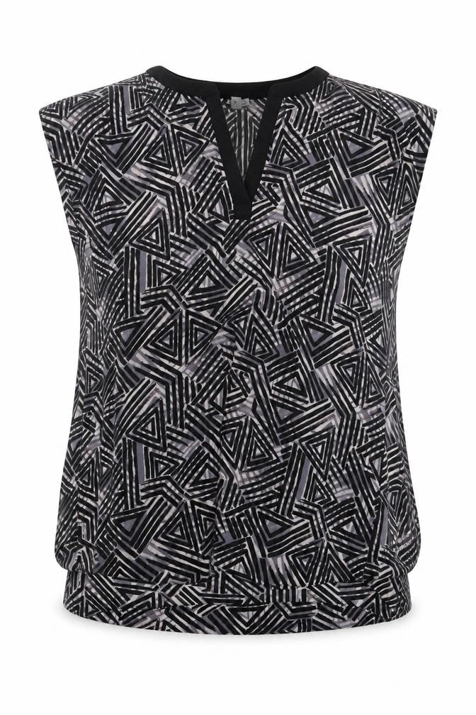 Paraphrase Womens Black Geometric  Basic Blouse Size 14