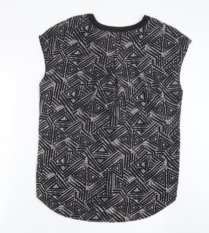 Paraphrase Womens Black Geometric  Basic Blouse Size 14