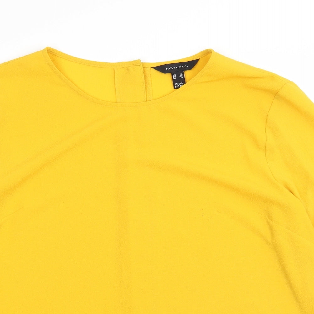 New Look Womens Yellow  Jersey Basic Blouse Size 14