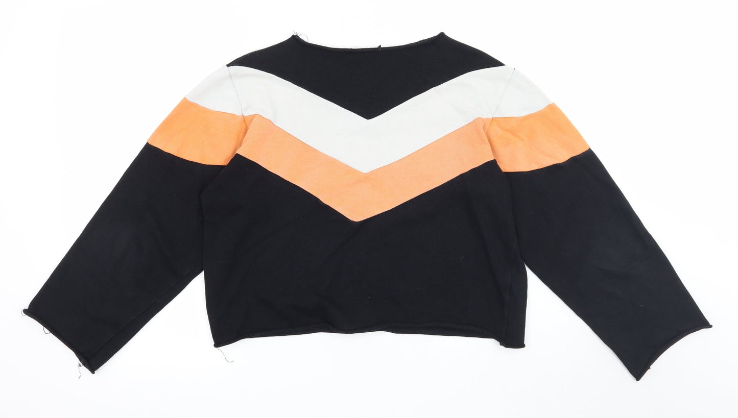 PRETTYLITTLETHING Womens Multicoloured Striped Jersey Pullover Sweatshirt Size M
