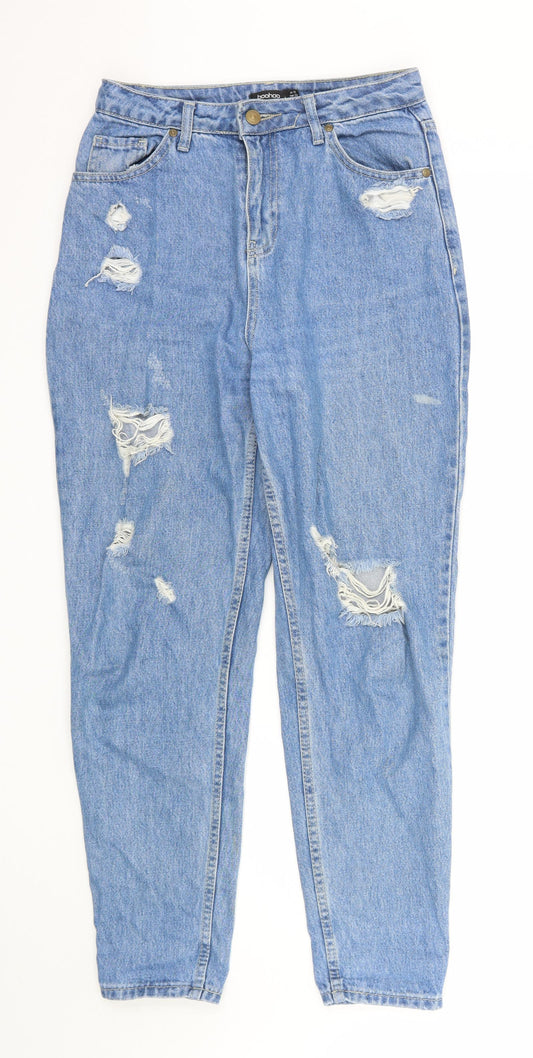 Preloved Boohoo Womens Blue  Denim Straight Jeans Size 10 L28 in - Front