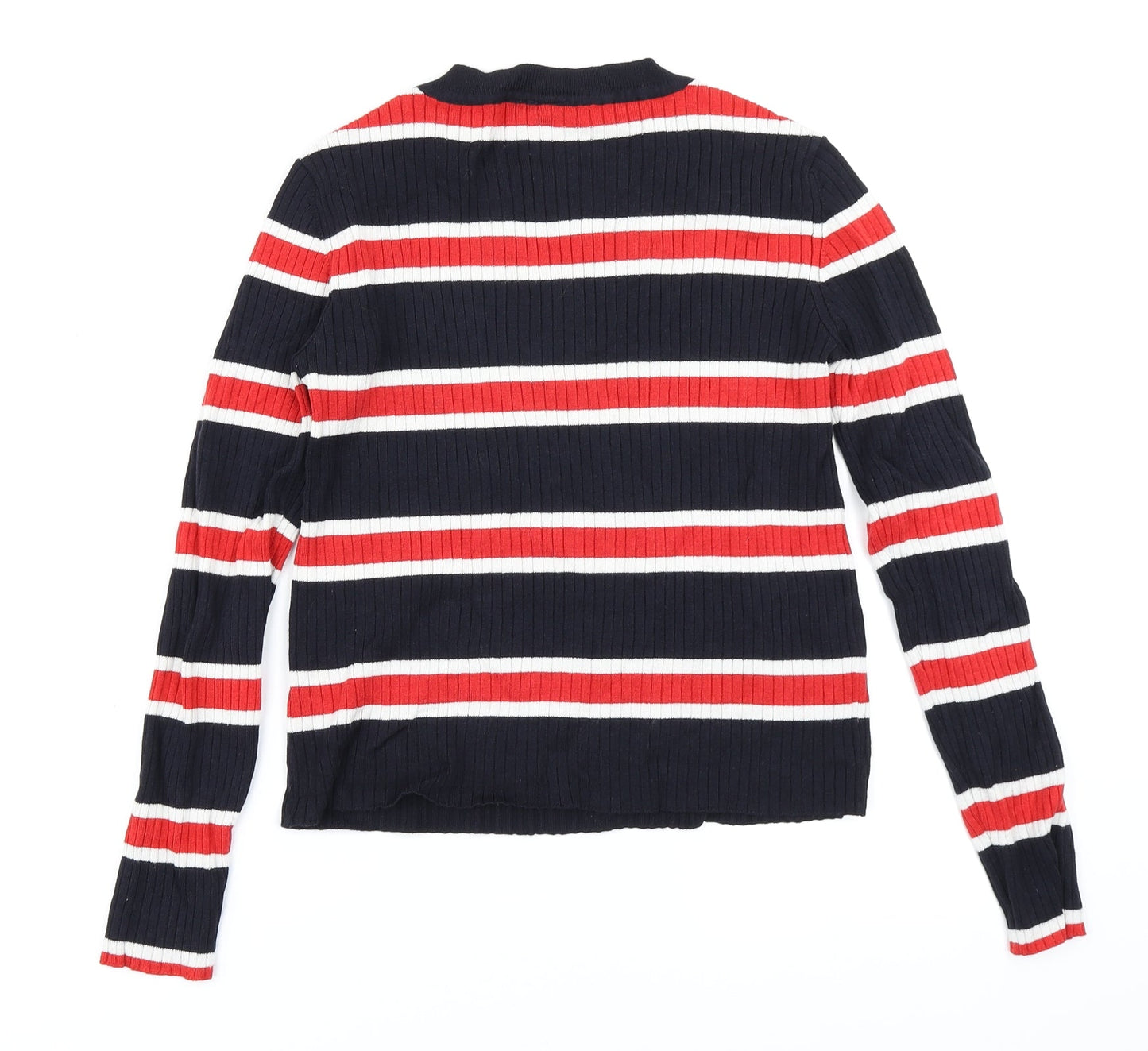 Divided Womens Blue Striped Knit Pullover Jumper Size M
