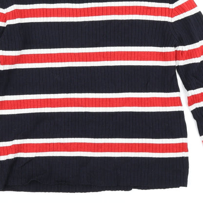 Divided Womens Blue Striped Knit Pullover Jumper Size M