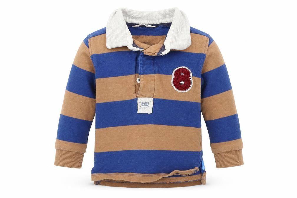 M&Co Boys Blue Striped  Basic Polo Size 9-12 Months