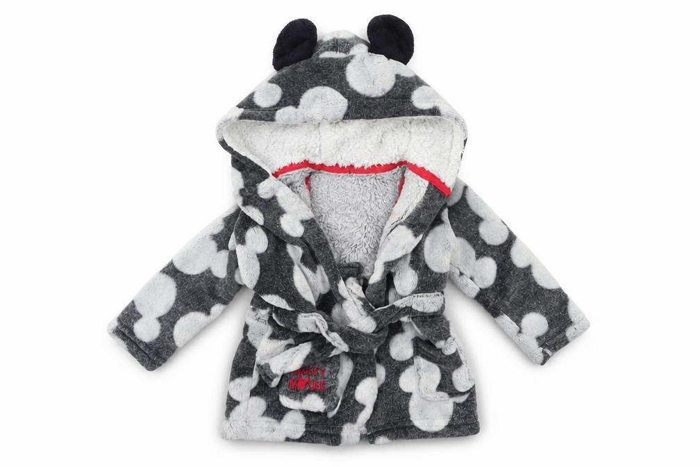 Disney Baby Grey Polka Dot Fleece Kimono Gown Size 6-9 Months
