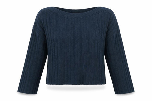 Front view of French Connection women’s blue knit jumper, size S