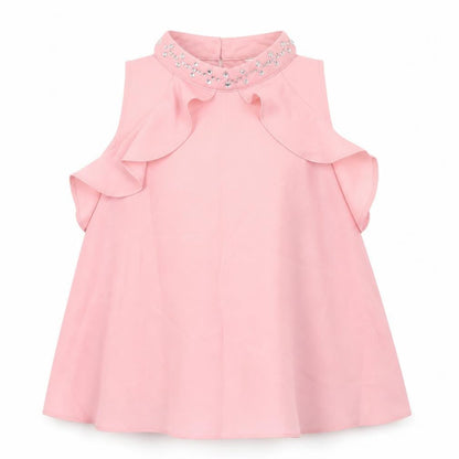 Front view of Candy girls’ pink basic t-shirt, size 10, years