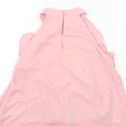 Brand and care label for Candy girls’ pink basic t-shirt, size 10, years