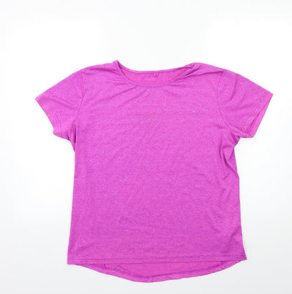 Front view of Atmosphere women’s purple basic t-shirt, size UK 14