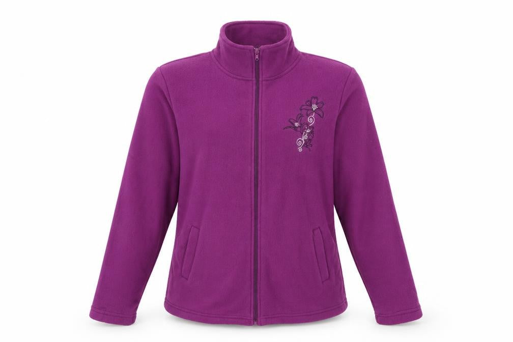 Anne De Lancay Womens Purple Floral Fleece Jacket  Size S