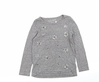 Additional front view of Next girls’ grey basic t-shirt, size 6, years