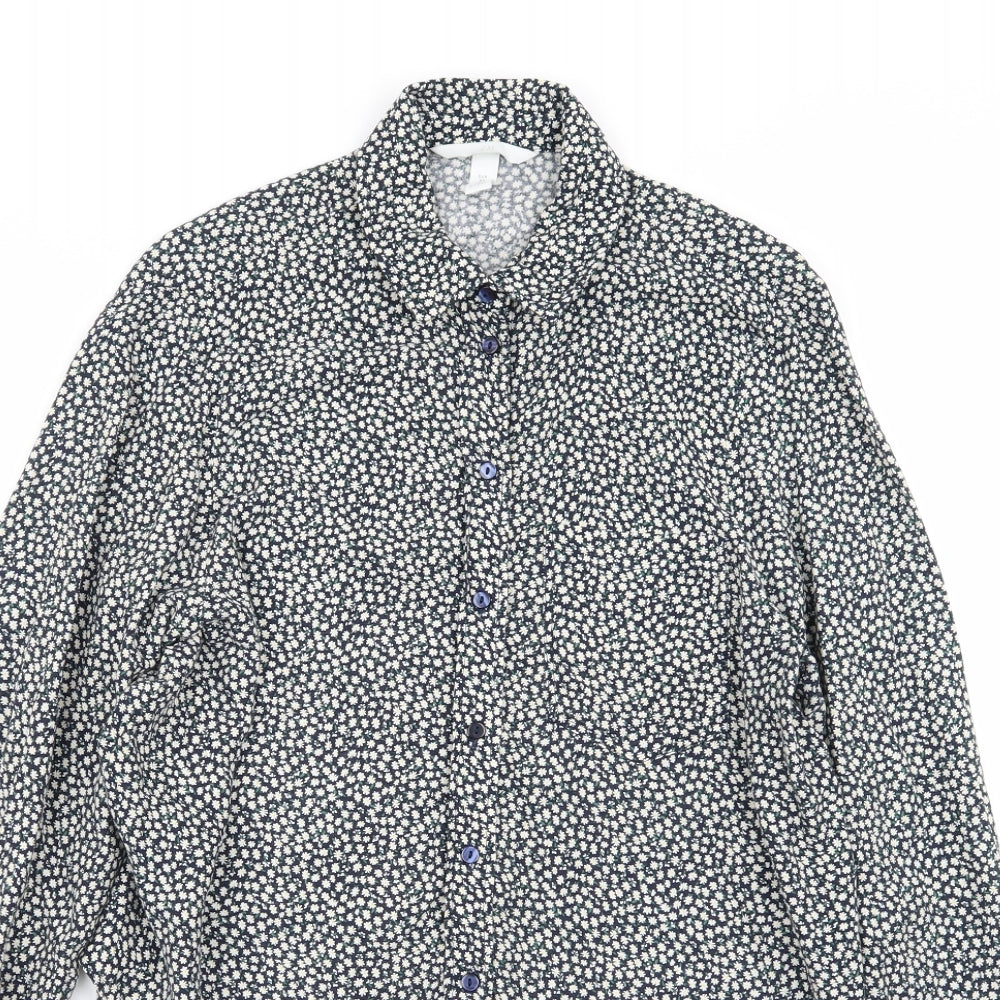 H&M Womens Multicoloured Floral  Basic Button-Up Size 8