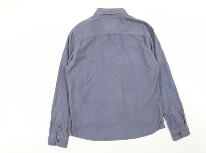 Back view of Easy men’s blue button-up, size L