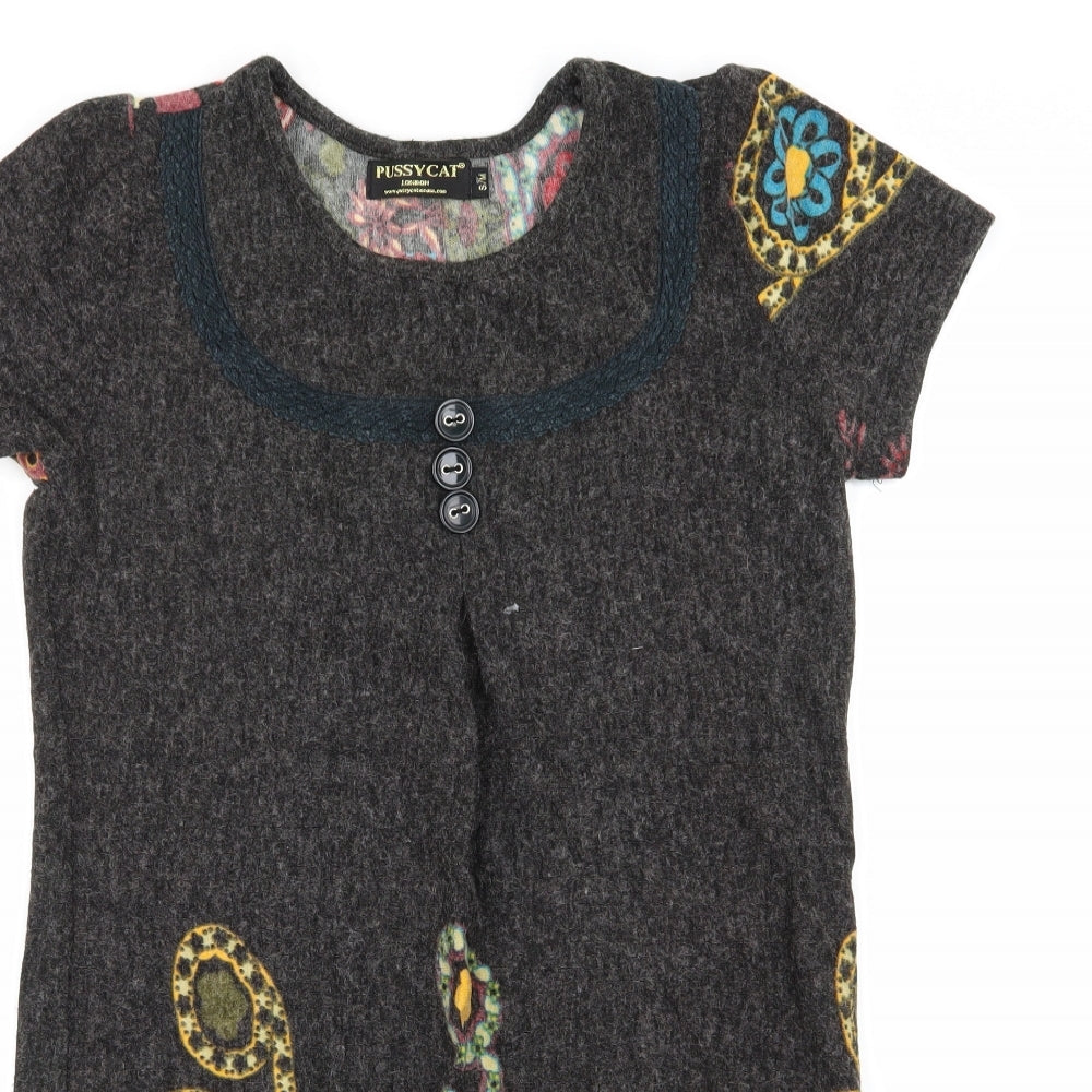 pussycat Womens Grey Geometric  A-Line  Size S