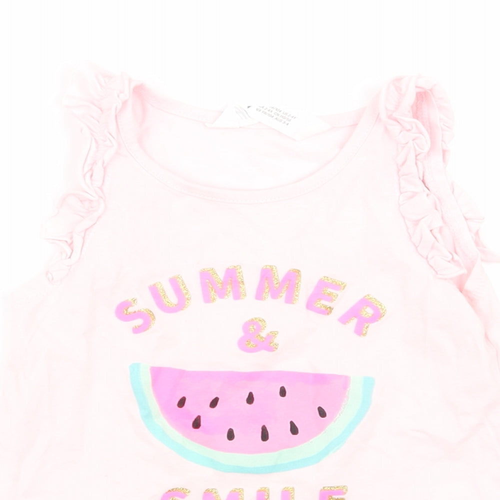 H&M Girls Pink   Basic Tank Size 3-4 Years