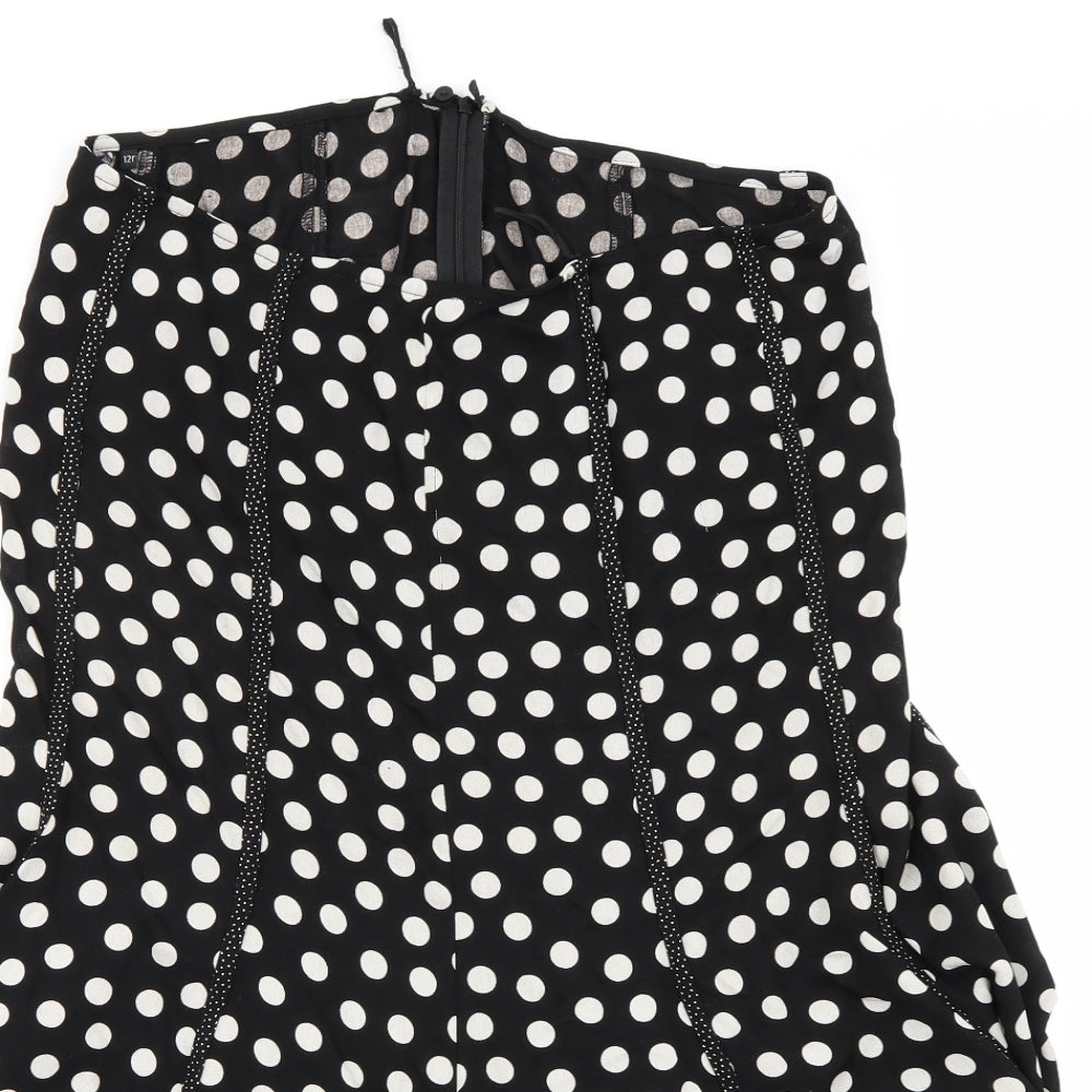 Preworn Womens Black Polka Dot  Flare Skirt Size 32 in