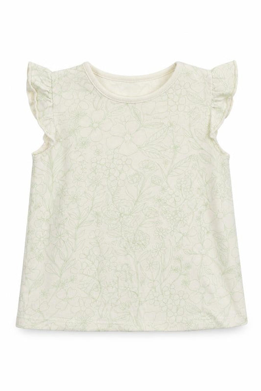 Front view of George girls’ yellow floral basic t-shirt, size 12-18, months