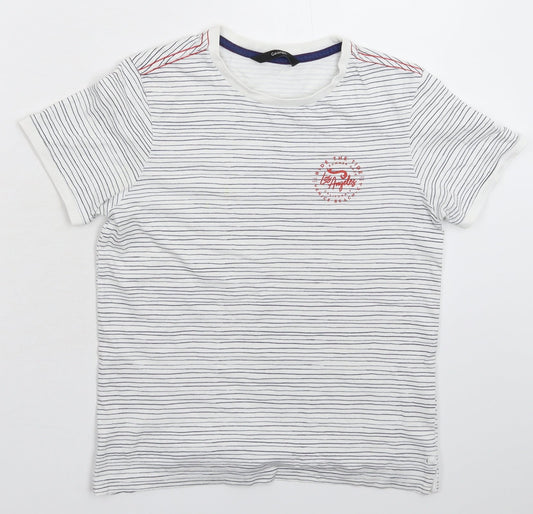 George Boys White Striped  Basic T-Shirt Size 10-11 Years