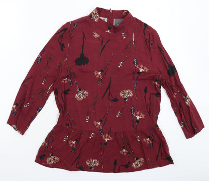Additional front view of ICHI women’s brown floral basic blouse, size M