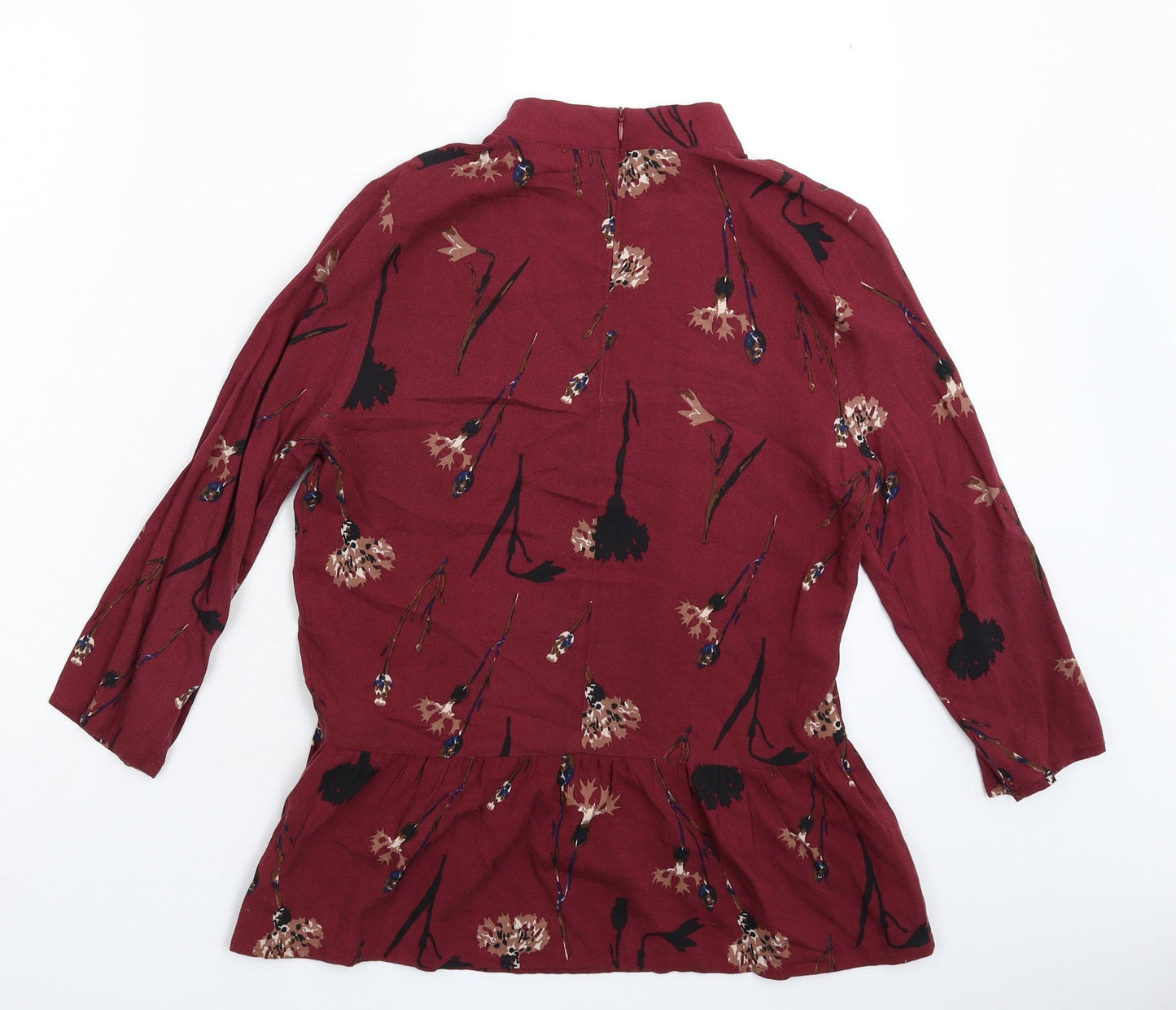 ICHI Womens Brown Floral  Basic Blouse Size M