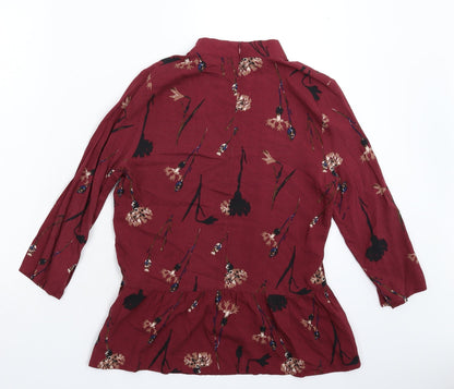 Back view of ICHI women’s brown floral basic blouse, size M