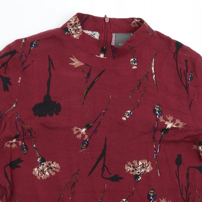Close-up detail of ICHI women’s brown floral basic blouse, size M