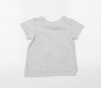 Back view of Disney girls’ grey animal print basic t-shirt, size 3-4, years