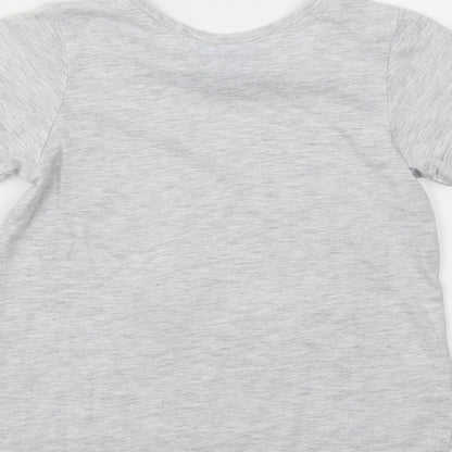 Brand and care label for Disney girls’ grey animal print basic t-shirt, size 3-4, years