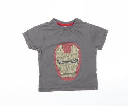 Front view of Avenger boys’ grey geometric basic t-shirt, size 5, years