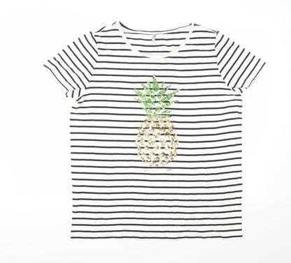 Front view of Only women’s multicoloured striped basic t-shirt, size XL