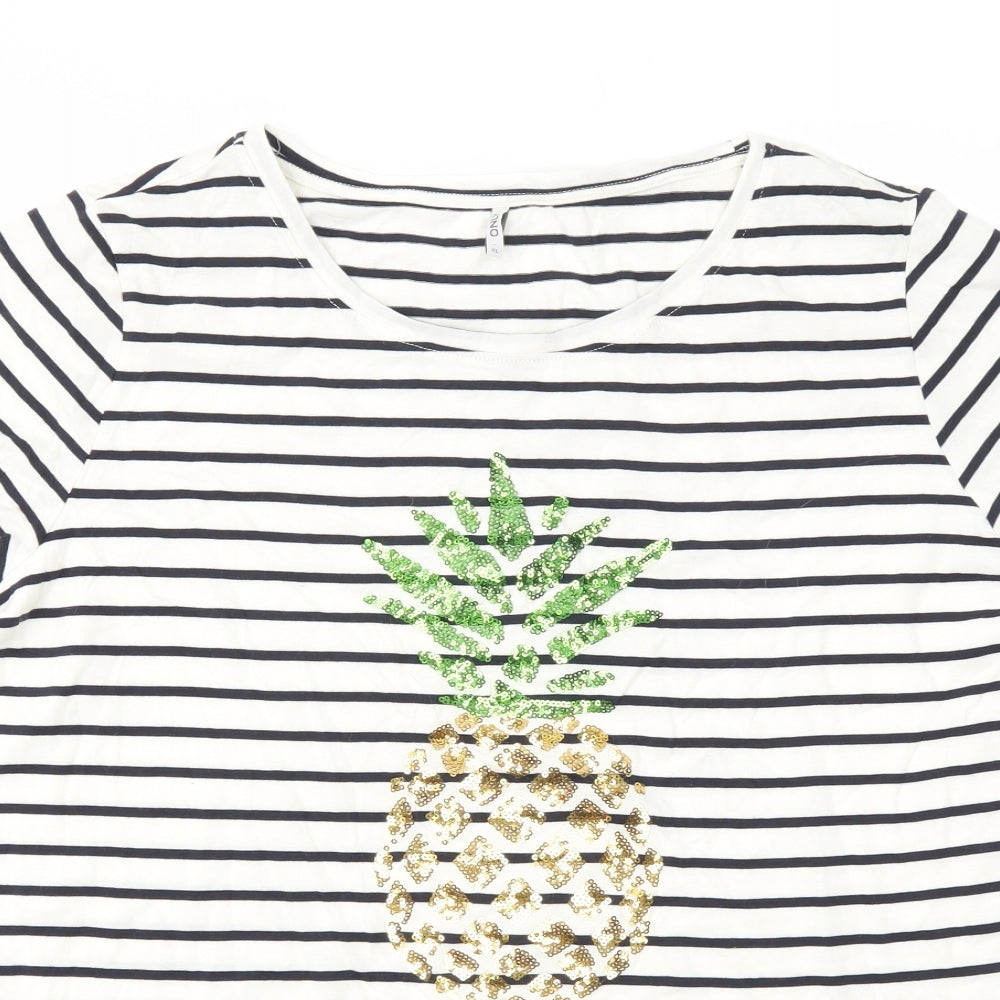 Only Womens Multicoloured Striped  Basic T-Shirt Size XL