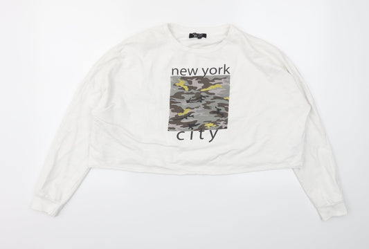 New Look Girls White   Pullover Hoodie Size 14-15 Years