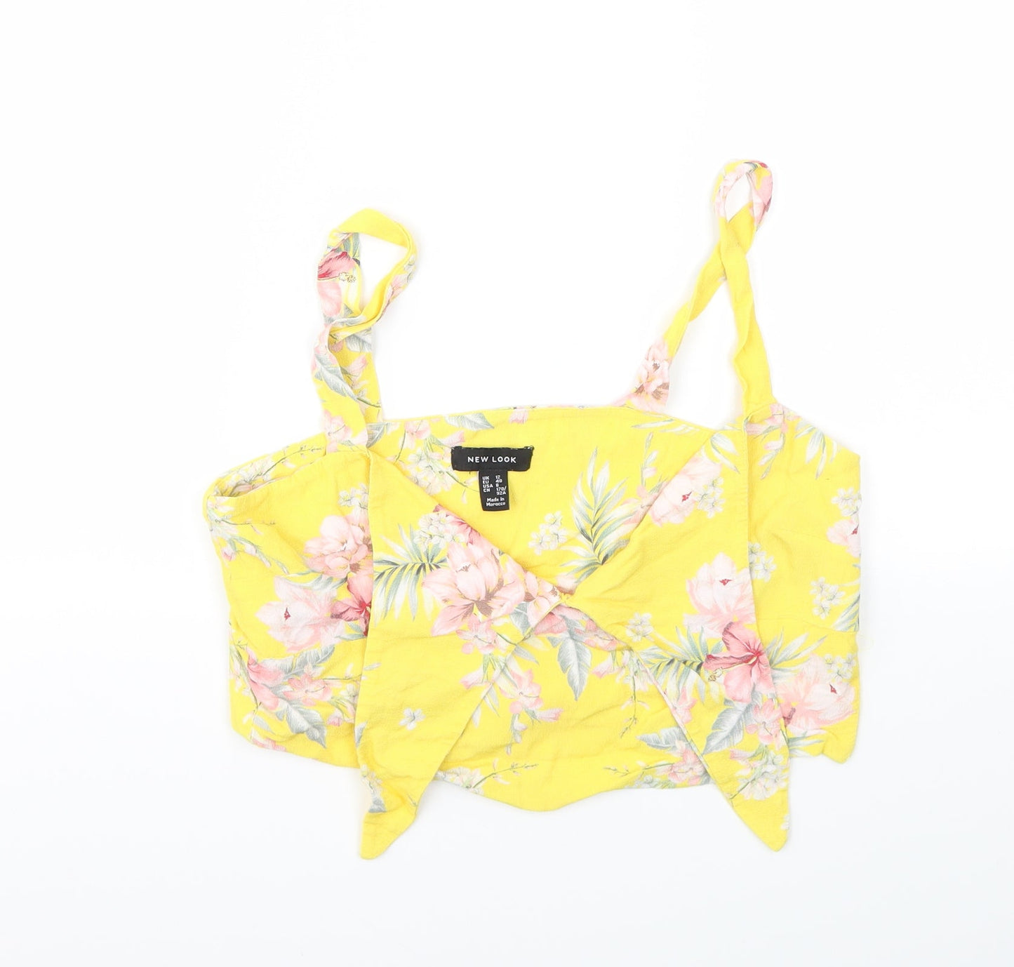 New Look Womens Yellow Floral  Basic T-Shirt Size 12