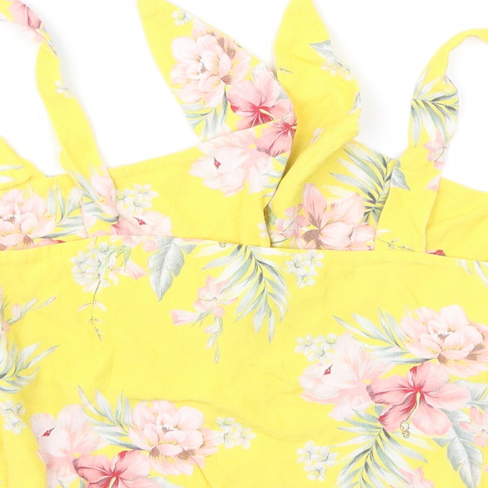 New Look Womens Yellow Floral  Basic T-Shirt Size 12