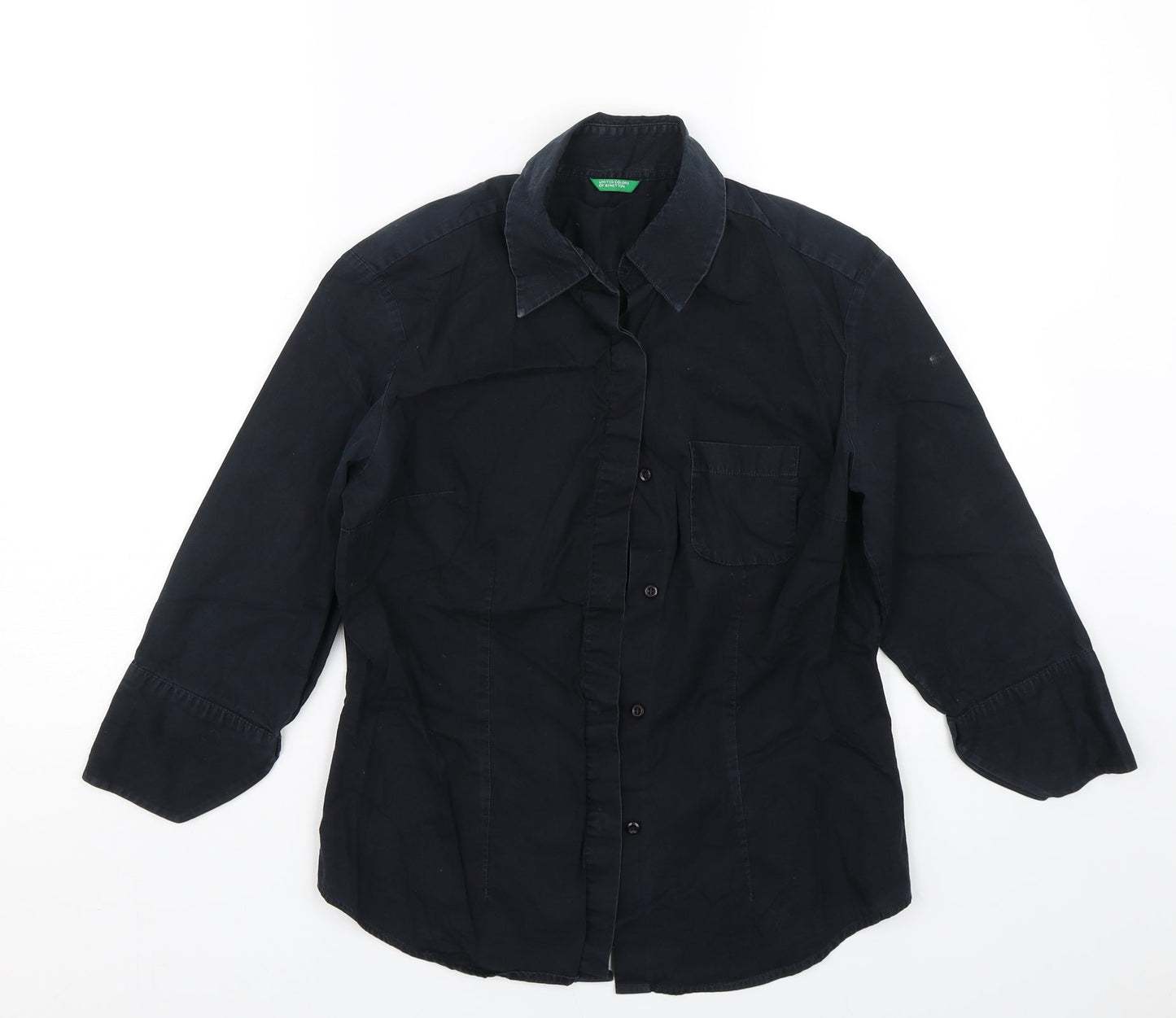 United Colors of Benetton Womens Blue   Basic Button-Up Size S