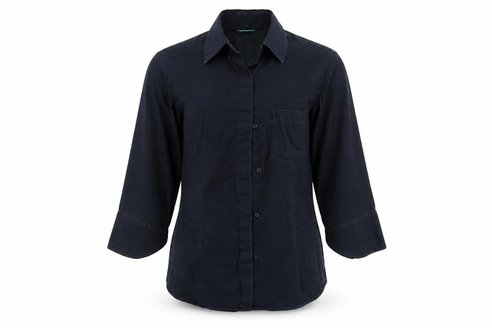 United Colors of Benetton Womens Blue   Basic Button-Up Size S