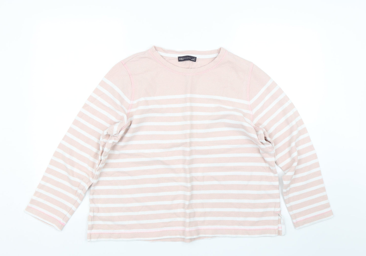 M&S Womens Pink Striped  Pullover Jumper Size 16