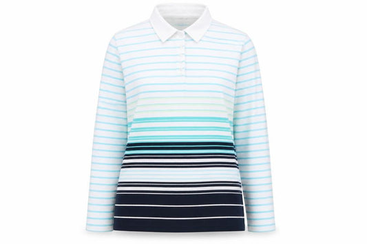 Bonmarché Womens Blue Striped Basic Polo Size XL