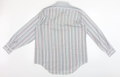 Finesse  Mens Grey Striped   Button-Up Size 16