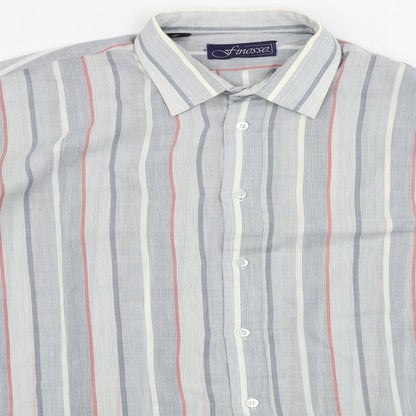 Finesse  Mens Grey Striped   Button-Up Size 16