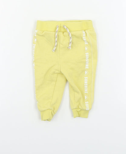 Additional front view of Primark boys’ yellow sweatpants, size 6-9, months