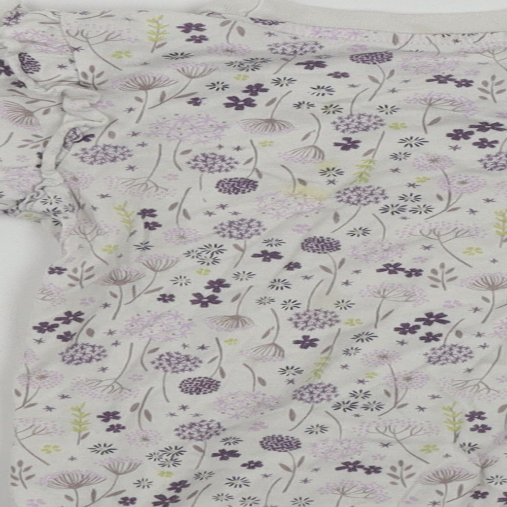 Hullabaloo  Girls White Floral  Basic T-Shirt Size 3 Years