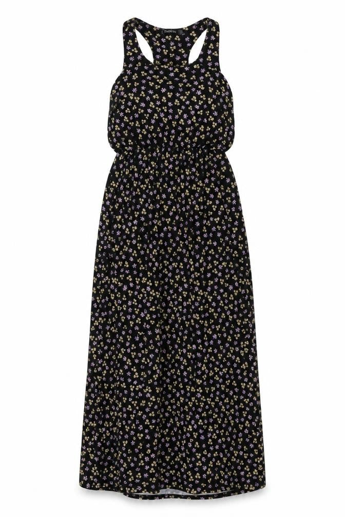 Boohoo  Womens Black Floral  A-Line  Size 4