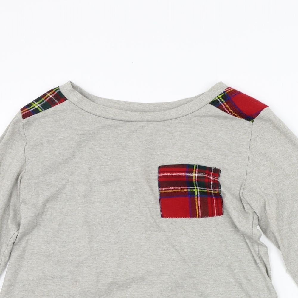Blooming Jelly Womens Grey Check  Basic T-Shirt Size S