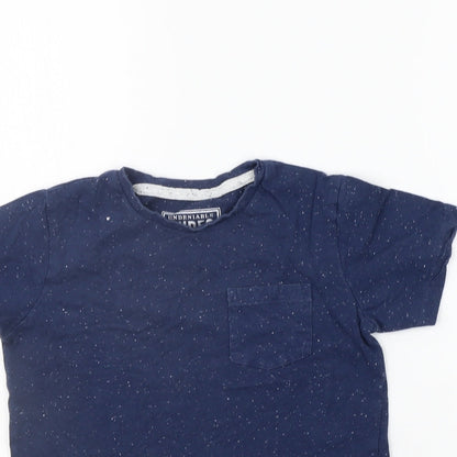 Close-up detail of Matalan girls’ blue basic t-shirt, size 6, years
