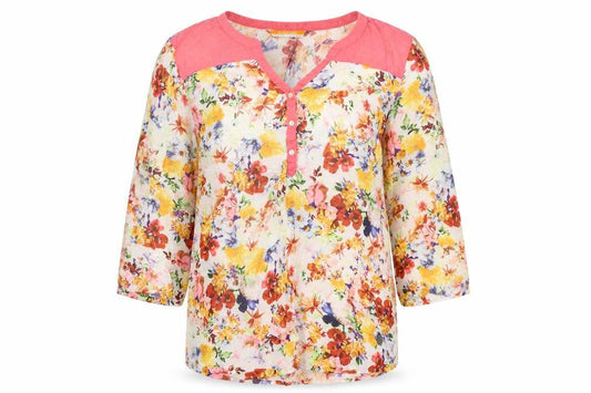 Scullers Womens Pink Floral  Basic T-Shirt Size XL