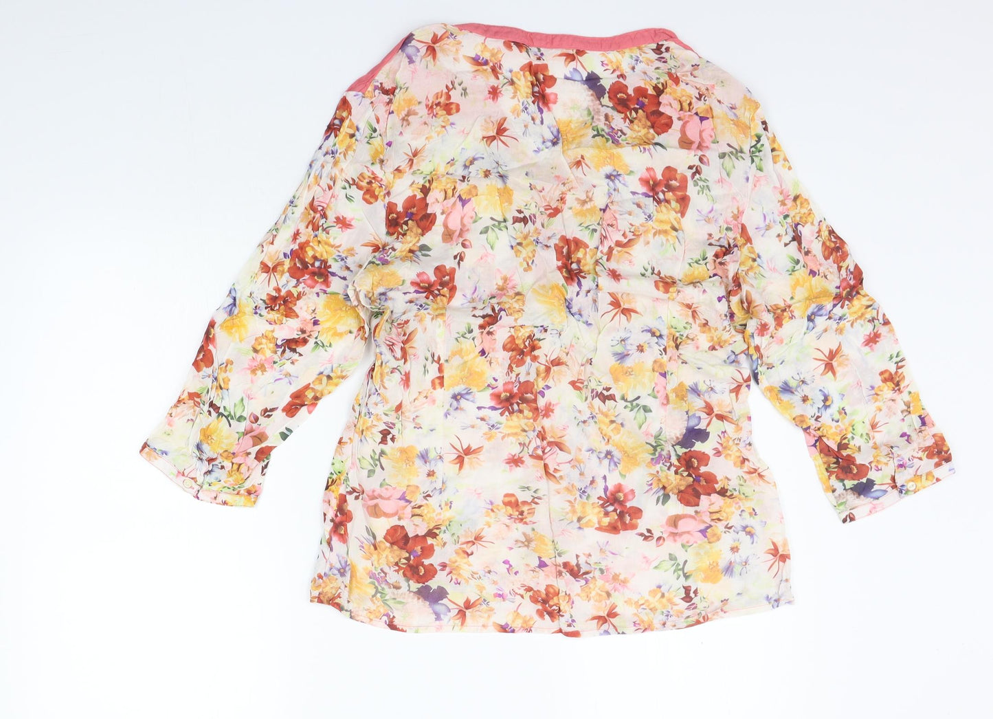 Scullers Womens Pink Floral  Basic T-Shirt Size XL
