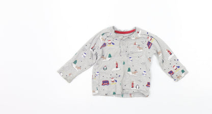 Additional front view of George girls’ grey geometric basic t-shirt, size 9-12, months